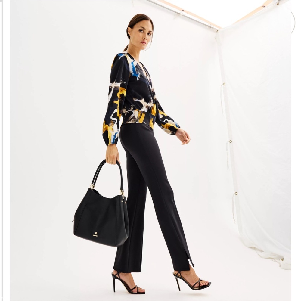 Nine West Marble Print Top in Black, Gold, & White